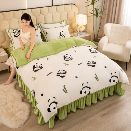 91家纺网 家纺一手货源 找家纺 （总）念家居 2025新款高克重牛奶绒四件套保暖金貂绒四件套直播爆款