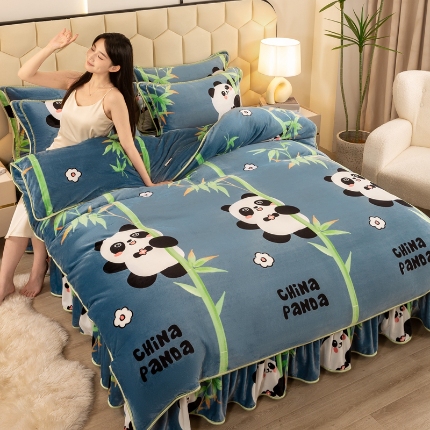 91家纺网 家纺一手货源 找家纺 （总）念家居 2025新款高克重牛奶绒四件套保暖金貂绒四件套直播爆款