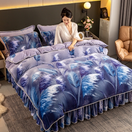 91家纺网 家纺一手货源 找家纺 （总）念家居 2025新款高克重牛奶绒四件套保暖金貂绒四件套直播爆款