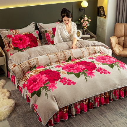 91家纺网 家纺一手货源 找家纺 （总）念家居 2025新款高克重牛奶绒四件套保暖金貂绒四件套直播爆款