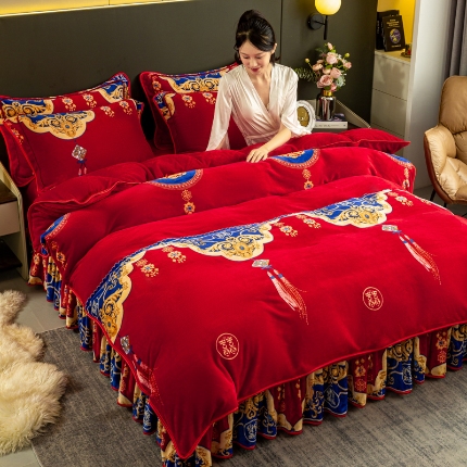 91家纺网 家纺一手货源 找家纺 （总）念家居 2025新款高克重牛奶绒四件套保暖金貂绒四件套直播爆款