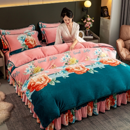 91家纺网 家纺一手货源 找家纺 （总）念家居 2025新款高克重牛奶绒四件套保暖金貂绒四件套直播爆款