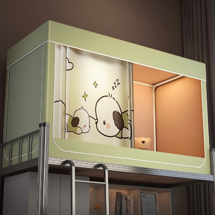 91家纺网 家纺一手货源 找家纺 2024新款物理强遮光纳米技术静电植绒环保透气床帘加密纱学生蚊帐