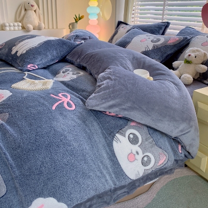 91家纺网 家纺一手货源 找家纺 （总）2025新款  雪花绒四件套牛奶绒被套雪花绒被套金貂绒四件套塔芙绒被套羊羔绒雕花绒四件套直播跨境外贸