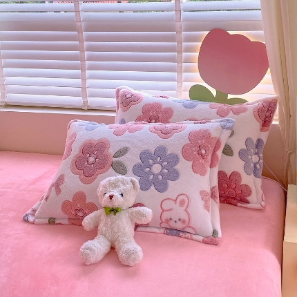 91家纺网 家纺一手货源 找家纺 （总）2025新款 卡通雪花绒枕套牛奶绒枕套