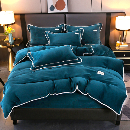 91家纺网 家纺一手货源 找家纺 （总）董成龙 2024新款高克重纯色牛奶绒法莱绒金貂貂狐床笠款四件套