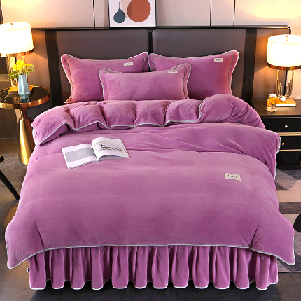 91家纺网 家纺一手货源 找家纺 （总）董成龙2025新款床裙款230克A类全消光婴儿级纯色牛奶绒四件套