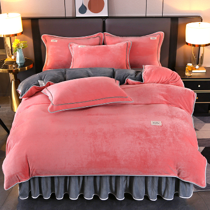 91家纺网 家纺一手货源 找家纺 （总）董成龙2025新款床裙款230克A类全消光婴儿级纯色牛奶绒四件套