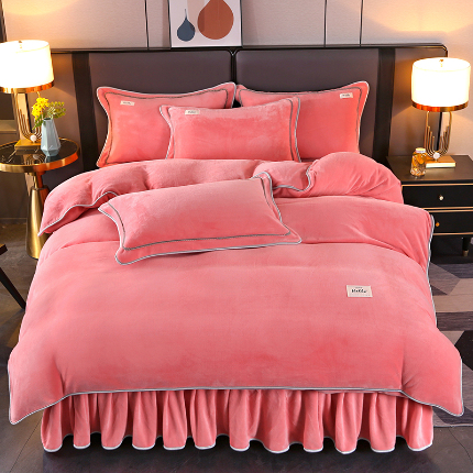 91家纺网 家纺一手货源 找家纺 （总）董成龙2025新款床裙款230克A类全消光婴儿级纯色牛奶绒四件套