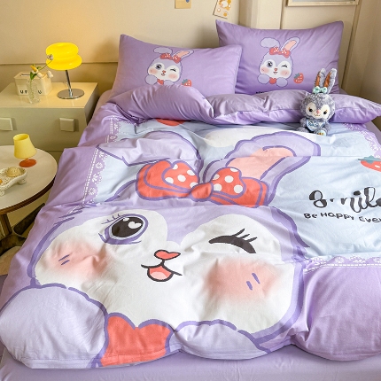 91家纺网 家纺一手货源 找家纺 （总）经年 2025新款 学生季40S-13372大版全棉卡通四件套-甜美兔