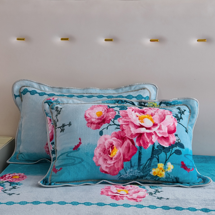 91家纺网 家纺一手货源 找家纺 绒耀 2025新款高克重牛奶绒四件套保暖四件套直播爆款电商爆款 映山红