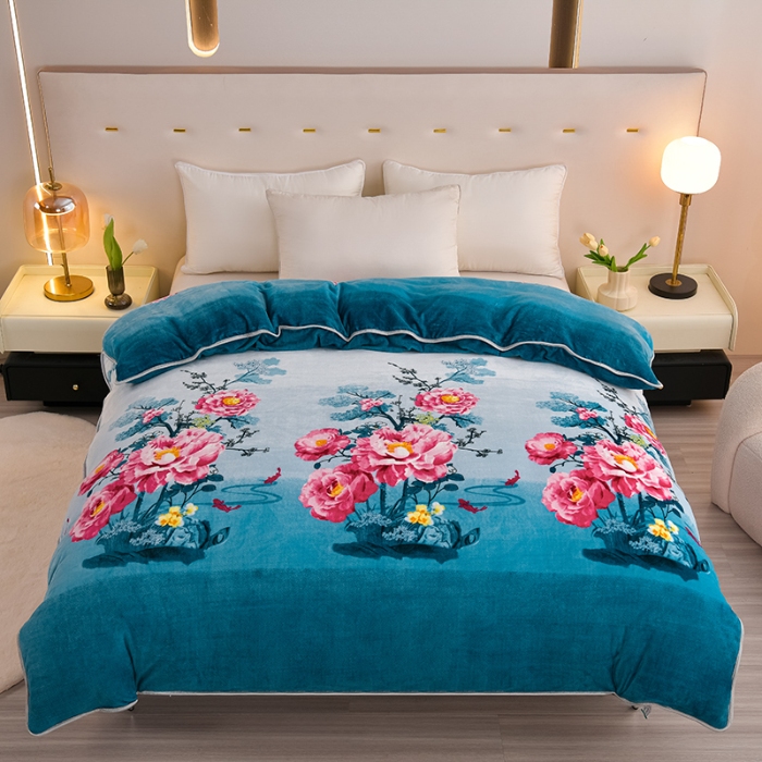 91家纺网 家纺一手货源 找家纺 绒耀 2025新款高克重牛奶绒四件套保暖四件套直播爆款电商爆款 映山红