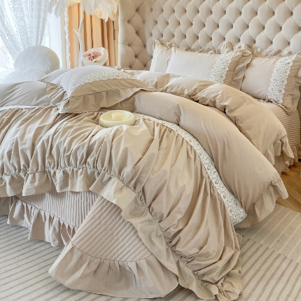 91家纺网 家纺一手货源 找家纺 （总）乐朵家居 2025春夏 秘密花园 全棉水洗棉床单款VS夹棉床盖四件套 （控价单288夹棉388）