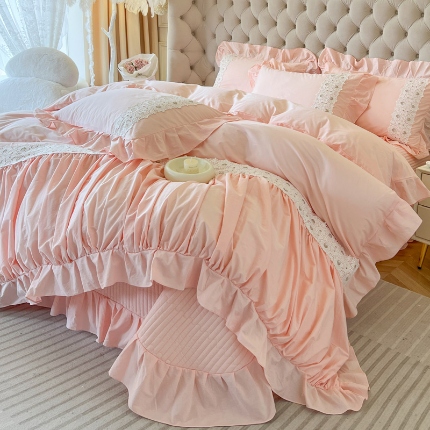 91家纺网 家纺一手货源 找家纺 乐朵家居 2025春夏 秘密花园 全棉水洗棉床单款VS夹棉床盖四件套 玉