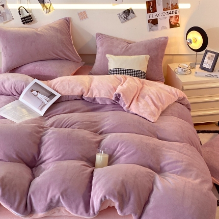 91家纺网 家纺一手货源 找家纺 （总）2025新款 【风格二】纯色牛奶绒四件套牛奶绒被套雪花绒被套塔芙绒被套金貂绒四件套雕花绒四件套直播跨境外贸