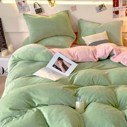 91家纺网 家纺一手货源 找家纺 （总）2025新款 【风格二】纯色牛奶绒四件套牛奶绒被套雪花绒被套塔芙绒被套金貂绒四件套雕花绒四件套直播跨境外贸