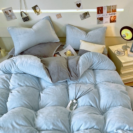 91家纺网 家纺一手货源 找家纺 （总）2025新款 【风格二】纯色牛奶绒四件套牛奶绒被套雪花绒被套塔芙绒被套金貂绒四件套雕花绒四件套直播跨境外贸