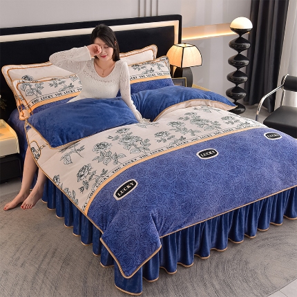 91家纺网 家纺一手货源 找家纺 （总）佳品居 2025新款8斤床裙款牛奶绒四件套