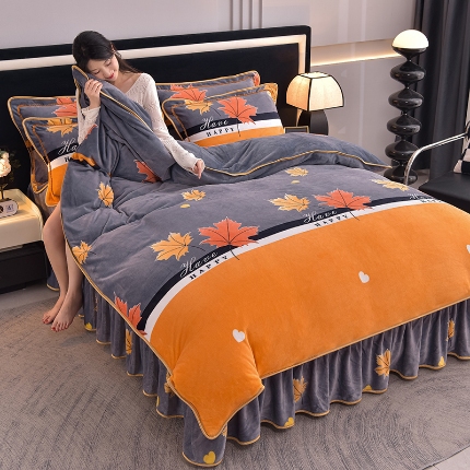 91家纺网 家纺一手货源 找家纺 （总）佳品居 2025新款8斤床裙款牛奶绒四件套