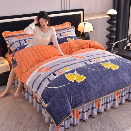 91家纺网 家纺一手货源 找家纺 （总）佳品居 2025新款8斤床裙款牛奶绒四件套