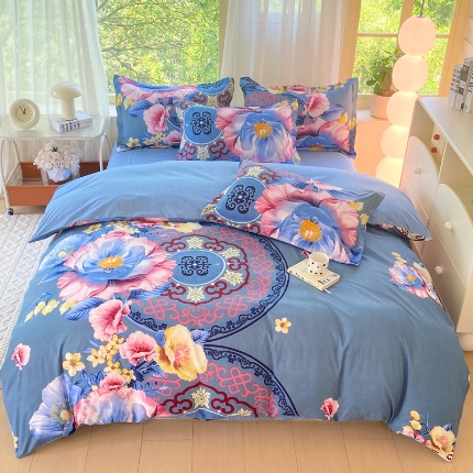 91家纺网 家纺一手货源 找家纺 （总）2025新款植物羊绒大板磨毛活性印花四件套