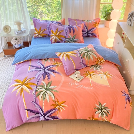 91家纺网 家纺一手货源 找家纺 （总）2025新款植物羊绒大板磨毛活性印花四件套