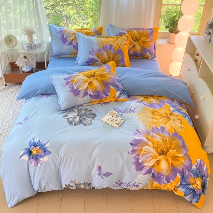 91家纺网 家纺一手货源 找家纺 （总）2025新款植物羊绒大板磨毛活性印花四件套