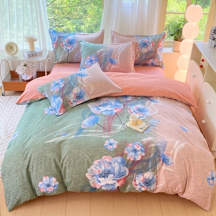 91家纺网 家纺一手货源 找家纺 （总）2025新款植物羊绒大板磨毛活性印花四件套