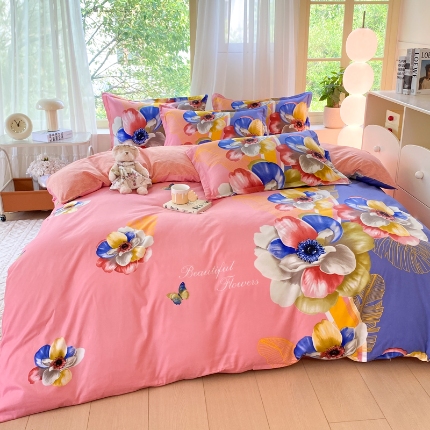 91家纺网 家纺一手货源 找家纺 （总）2025新款植物羊绒大板磨毛活性印花四件套