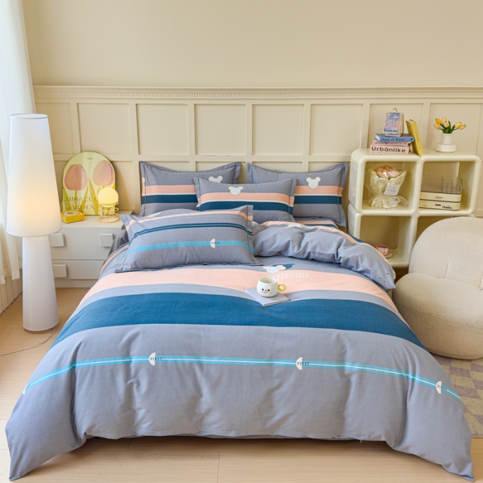 91家纺网 家纺一手货源 找家纺 喷气AB版生态加厚长绒棉纯棉全棉磨毛印花四件套三件套直播