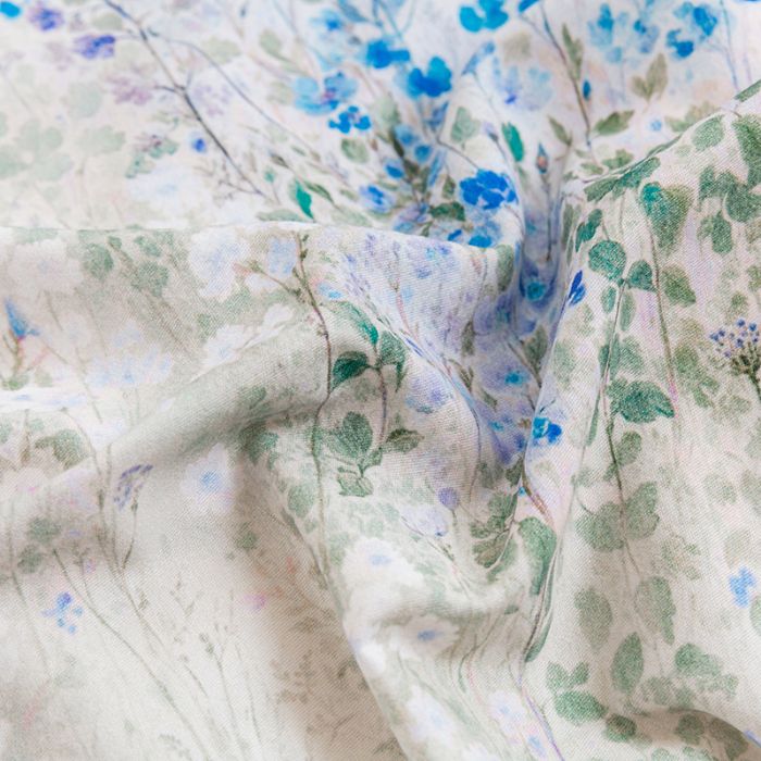 91家纺网 家纺一手货源 找家纺 2024新款全棉加厚长绒棉数码印花四件套 花辰月夕-蓝