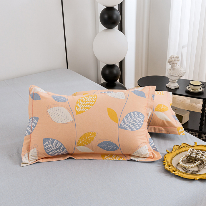 91家纺网 家纺一手货源 找家纺 2024新款全棉加厚长绒棉数码印花四件套 清风随心-桔