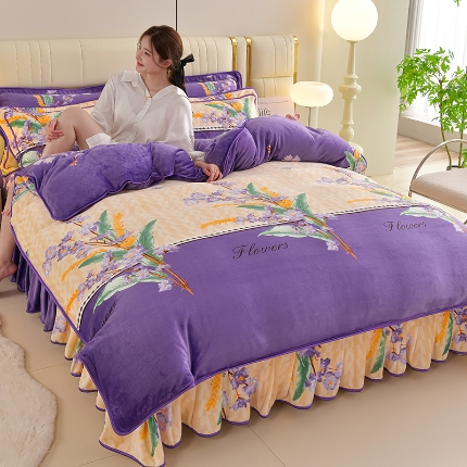 91家纺网 家纺一手货源 找家纺 总复 梦之星 2025新款纯色8.5-9斤牛奶绒法莱宝宝金貂绒四件套