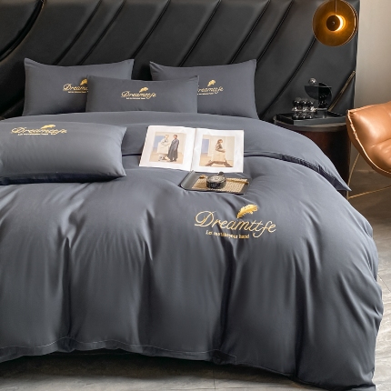 91家纺网 家纺一手货源 找家纺 （总）伊梵居 2025新款梦羽系列刺绣水洗棉磨毛四件套