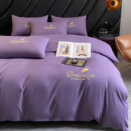 91家纺网 家纺一手货源 找家纺 （总）伊梵居 2025新款梦羽系列刺绣水洗棉磨毛四件套