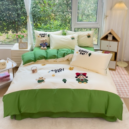 91家纺网 家纺一手货源 找家纺 （总）昊川家纺 2025新款A类全棉水洗棉高密毛巾绣四件套