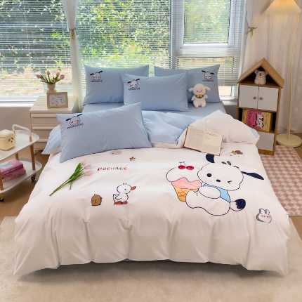 91家纺网 家纺一手货源 找家纺 （总）昊川家纺 2025新款A类全棉水洗棉高密毛巾绣四件套