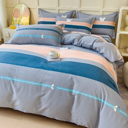 91家纺网 家纺一手货源 找家纺 喷气AB版生态加厚长绒棉纯棉全棉磨毛印花四件套三件套直播