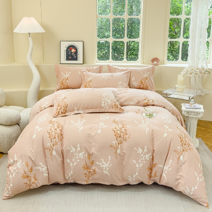 91家纺网 家纺一手货源 找家纺 喷气AB版生态加厚长绒棉纯棉全棉磨毛印花四件套三件套直播