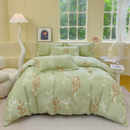 91家纺网 家纺一手货源 找家纺 喷气AB版生态加厚长绒棉纯棉全棉磨毛印花四件套三件套直播