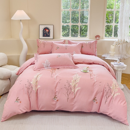 91家纺网 家纺一手货源 找家纺 喷气AB版生态加厚长绒棉纯棉全棉磨毛印花四件套三件套直播