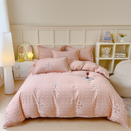 91家纺网 家纺一手货源 找家纺 喷气AB版生态加厚长绒棉纯棉全棉磨毛印花四件套三件套直播