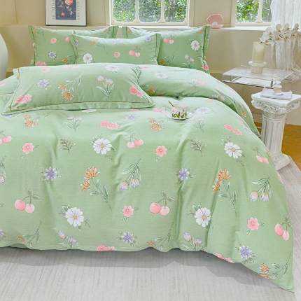 91家纺网 家纺一手货源 找家纺 喷气AB版生态加厚长绒棉纯棉全棉磨毛印花四件套三件套直播