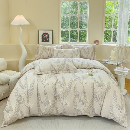 91家纺网 家纺一手货源 找家纺 喷气AB版生态加厚长绒棉纯棉全棉磨毛印花四件套三件套直播