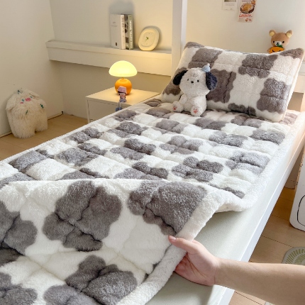 91家纺网 家纺一手货源 找家纺 （总）眠势力 2025新款北极绒学生床垫加绒床褥子秋冬保暖夹棉床护垫