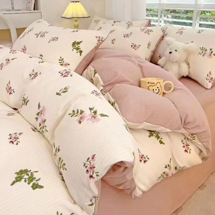 91家纺网 家纺一手货源 找家纺 总优选良品2025直播爆款新款超柔提花有氧小竺棉双层纱三件套四件套