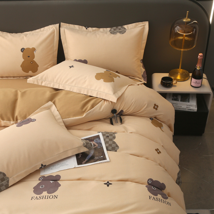 91家纺网 家纺一手货源 找家纺 大吉 2025新款加厚活性喷气磨毛棉四件套被套床单床笠学生单人三件套 路易熊