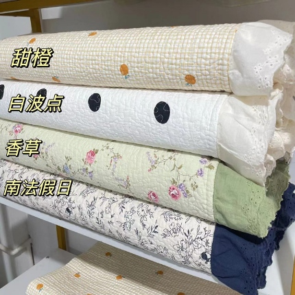 91家纺网 家纺一手货源 找家纺 （总）大大法式花边纯棉床盖 加大花边水洗纯棉床盖230*260