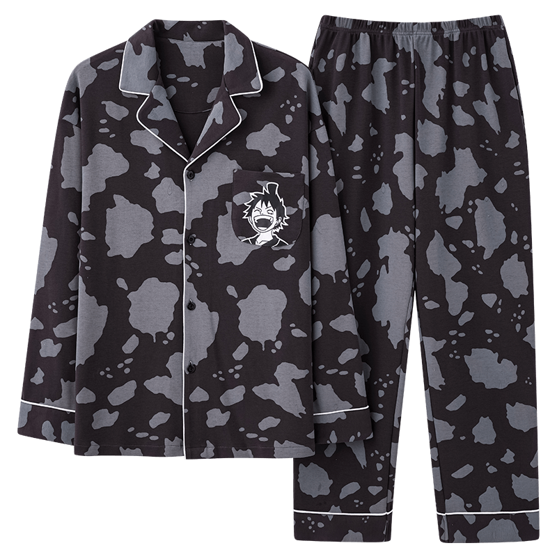 91家纺网 家纺一手货源 找家纺 春秋季新款纯棉休闲简约睡衣高级质量家居服夏季男士宽松舒适睡衣翻领 678男