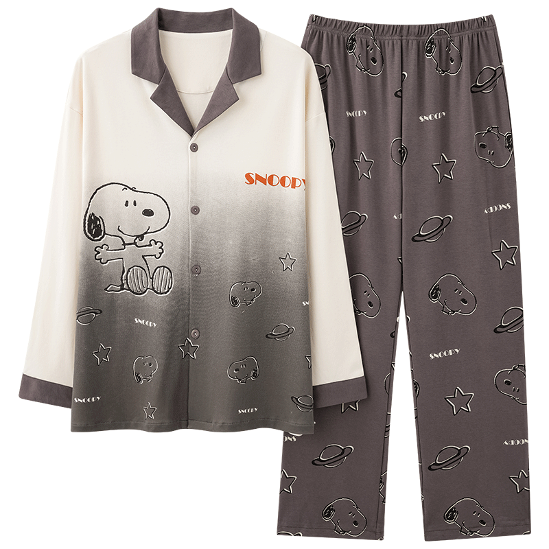 91家纺网 家纺一手货源 找家纺 春秋季新款纯棉休闲简约睡衣高级质量家居服夏季男士宽松舒适睡衣翻领 699男